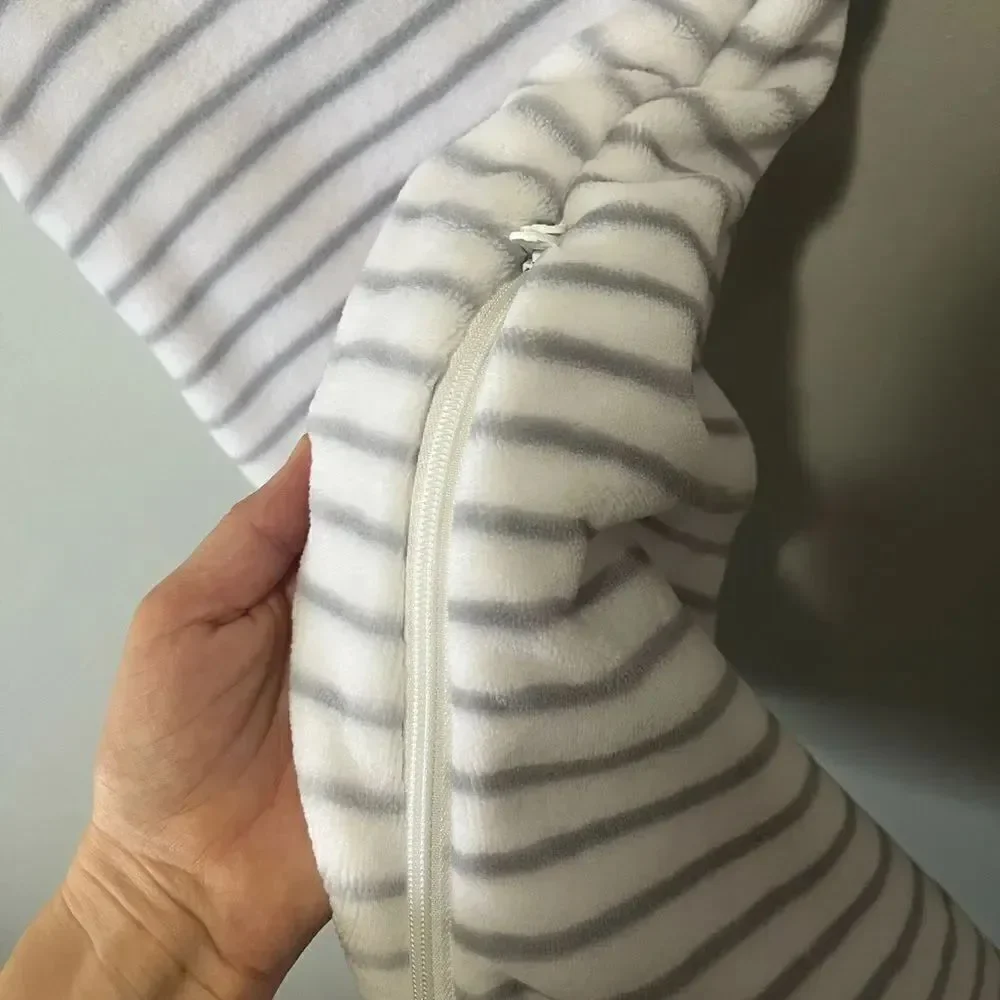 Nordstrom Baby White & Grey Striped Fleece Sleep Sack 0-12 months NWOT